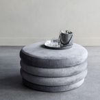 Casa Ottoman Storage Stool - Grey Velvet Fabric - Round