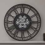 Gibbons Wall Clock - Black Metal - Cogs - Round