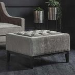 Theodore Footstool - Warm Grey Fabric - Buttoned