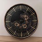 Palladium Wall Clock - Black and Gold Cogs - Round - Medium