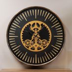 Palladium Wall Clock - Gold Centre Cogs - Round