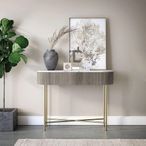 Isabella Grey Console Table - Oval Fluted - White Marble Top