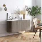 Isabella Grey Sideboard - Large 2 Door Curved Fluted - 145cm - White Marble Top