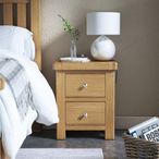 Normandy Bedside Cabinet - 2 Drawer - Oak