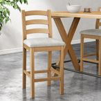 Normandy Barstool - Set of 2 - Oak & Beige Fabric