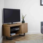Jersey TV Unit - 1 Door Corner - Industrial Style - Oak