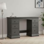 Bordeaux Double Dressing Table - 6 Drawer - Charcoal