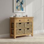 Burford Console Table - 2 Drawer - with Basket - Oak