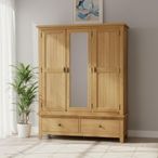 Burford Combi Wardrobe - 3 Door - with Mirror - Oak