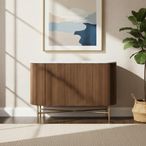 Harvard Sideboard - 100cm Small 2 Door Fluted Curved - White Marble Top