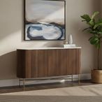 Harvard Sideboard - 150cm Medium 2 Door Fluted Curved - White Marble Top