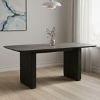 Lucas Black Fluted Dining Table - 8 Seater - 200cm - White Marble Top