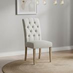 Normandy Dining Chair - Set of 2 - Natural Fabric Button Back