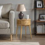 Soho Side Table - 1 Drawer - Slatted Round - Oak