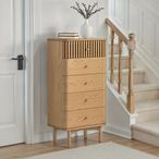 Soho Tallboy Chest - 5 Drawer - Slatted - Oak