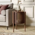 Soho Side Table - 1 Door - Slatted Story Round - Dark Oak