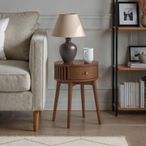 Soho Side Table - 1 Drawer - Slatted Round - Dark Oak