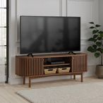 Soho TV Unit - 130cm - Slatted Small Storage - Dark Oak