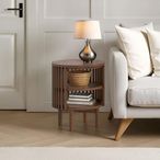 Soho Side Table - Slatted Round Open - Dark Oak