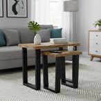 Jersey Nest of Tables - Set of 2 - Industrial Style - Oak