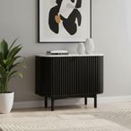 Soho Black Sideboard - 2 Door - Slatted Small - 93cm - White Marble Top