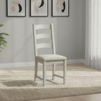 Salcombe Dining Chair - Set of 2 - Ladder Back - Grey Oak - Beige Fabric