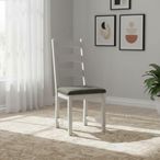 Salcombe Dining Chair - Set of 2 - Ladder Back - Grey Oak - Charcoal Fabric