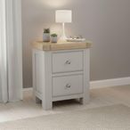Salcombe Bedside Cabinet - 2 Drawer - Grey Oak