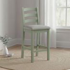 Salcombe Bar Stool - Set of 2 - Sage Oak - Grey Fabric