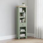 Salcombe Bookcase - Slim - 1 Drawer - Sage Oak