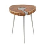 Almora Side Table - Log - Acacia Wood and Metal
