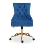Anita Office Chair - Blue Velvet with Gold Base