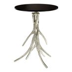 Antler Side Table - Round - Black Marble with Chrome Base