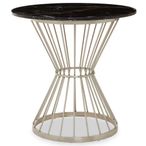 Anzio Dining Table - 2 Seater - 70cm - Round - Black Marble with Silver Hourglass Base