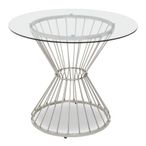 Anzio Dining Table - 2 Seater - 90cm - Round - Clear Glass with Wireframe Hourglass Base