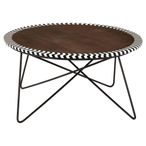 Artisan Coffee Table - Round - Brown Acacia Wood - with Metal Hairpin Legs