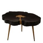Asamra Coffee Table - Black Acacia Wood Log with Gold Legs