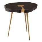 Asamra Side Table - Log - Black Acacia Wood with Gold Legs