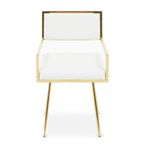 Azalea Dining Chair - Set of 2 - Ivory Faux Leather with Gold Metal Frame