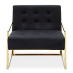 Azalea Lounge Chair - Black Velvet Fabric with Gold Metal Frame