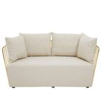 Azalea Sofa - 2 Seater - Cream Fabric with Gold Metal