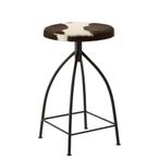 Boho Barstool - Cowhide - Industrial - Round