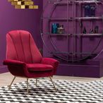 Billi Lounge Chair - Wine Velvet Fabric with Gold Legs