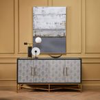 Cadio Sideboard - 4 Door - Extra Large - 184cm - Grey Faux Shagreen with Gold Legs