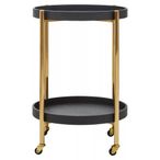 Cardoba Bar Trolley - Round - Black Faux Shagreen