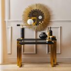Cardoba Console Tables - Set of 2 - Black Faux Shagreen with Gold Legs