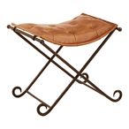 Buffalo Folding Stool - Brown - Leather with Iron