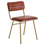 Buffalo Dining Chair - Set of 2 - Tan - Leather with Gold Metal