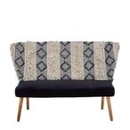 Cefena Bench - Moroccan - White and Black Fabric with Backrest