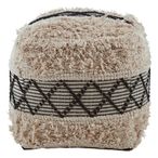 Cefena Pouffe - Black and White Fabric - Square - Shaggy